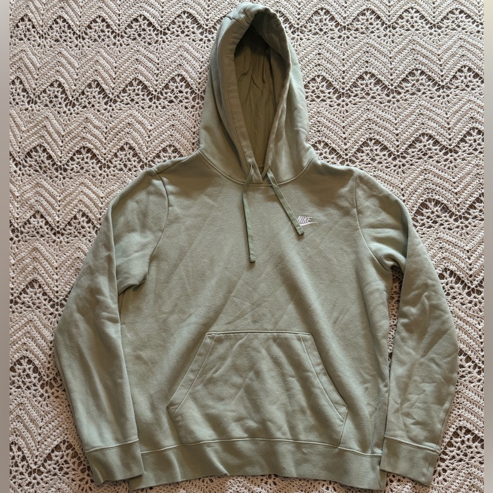Nike Sage Green Pullover Hoodie Size medium Elastic, Synch Ties, Embroidery